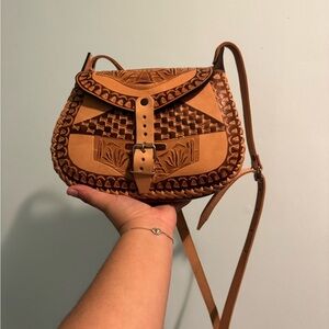 Handcrafted Tan Leather Crossbody Bag